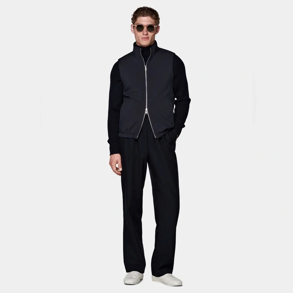 SUIT SUPPLY NAVY REVERSIBLE ZIP VEST